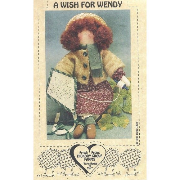 Hickory Grove Farms A Wish for Wendy 18 inch Country Doll Pattern 1994 - Picture 1 of 3